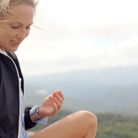 Portrait-of-Blond-Woman--She-Enjoys-Mountain