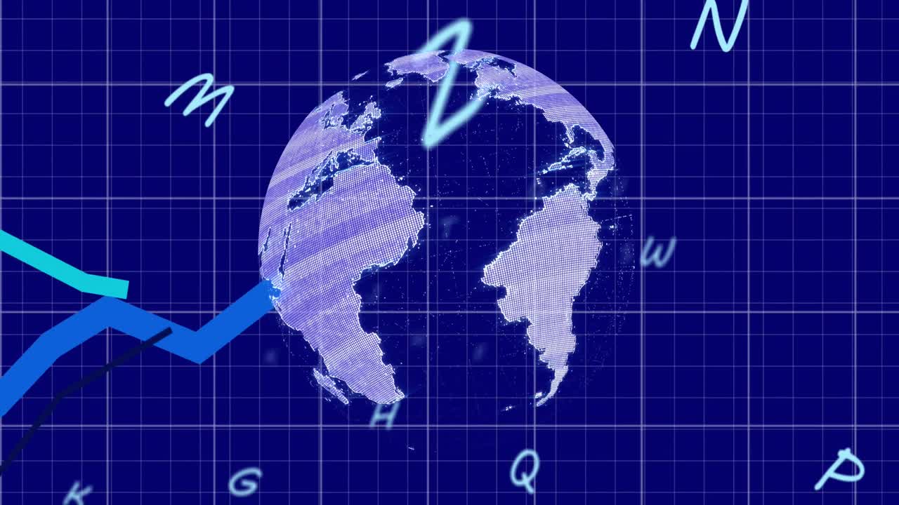 글자를 사용하여 전 세계 금융 데이터 처리의 애니메이션