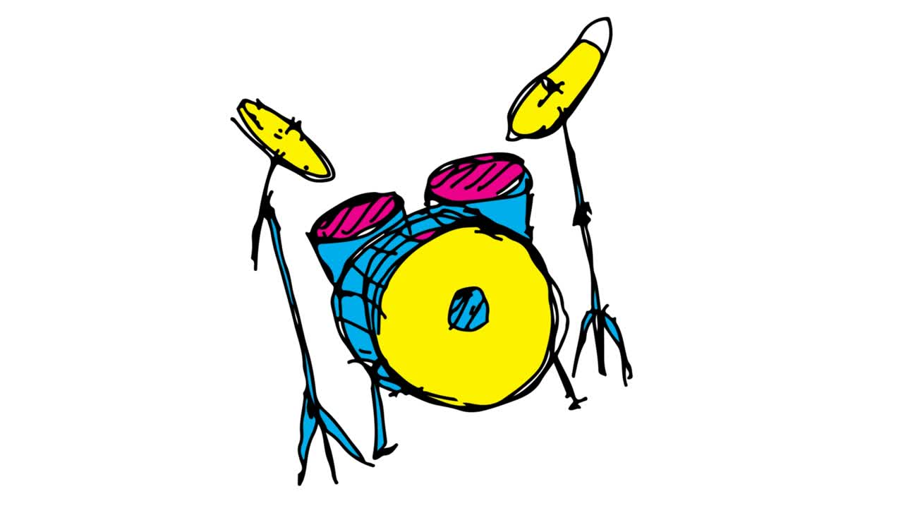 Kids drawing White Background with theme of drum