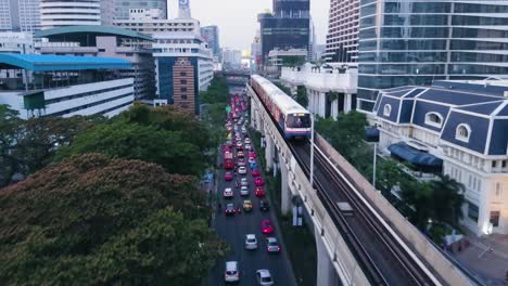 bangkok cityscape with elevated train and traffic