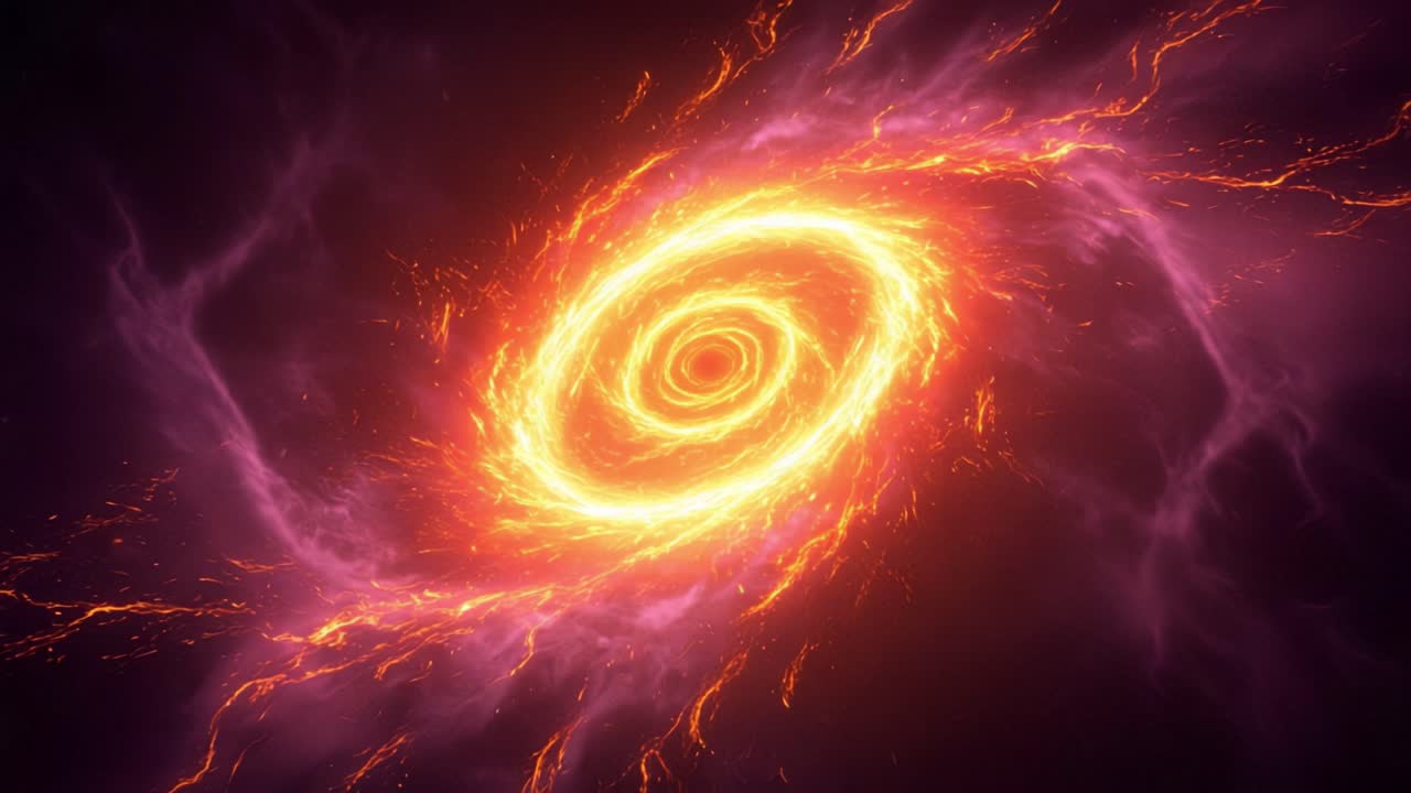 A stunning view of a swirling galaxy, capturing the dynamic interplay of vibrant colors and energetic motions in its luminous core, set against the dark expanse of space