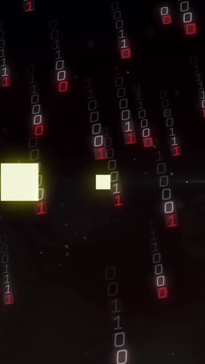 Animation of blinking squares over black background with lights