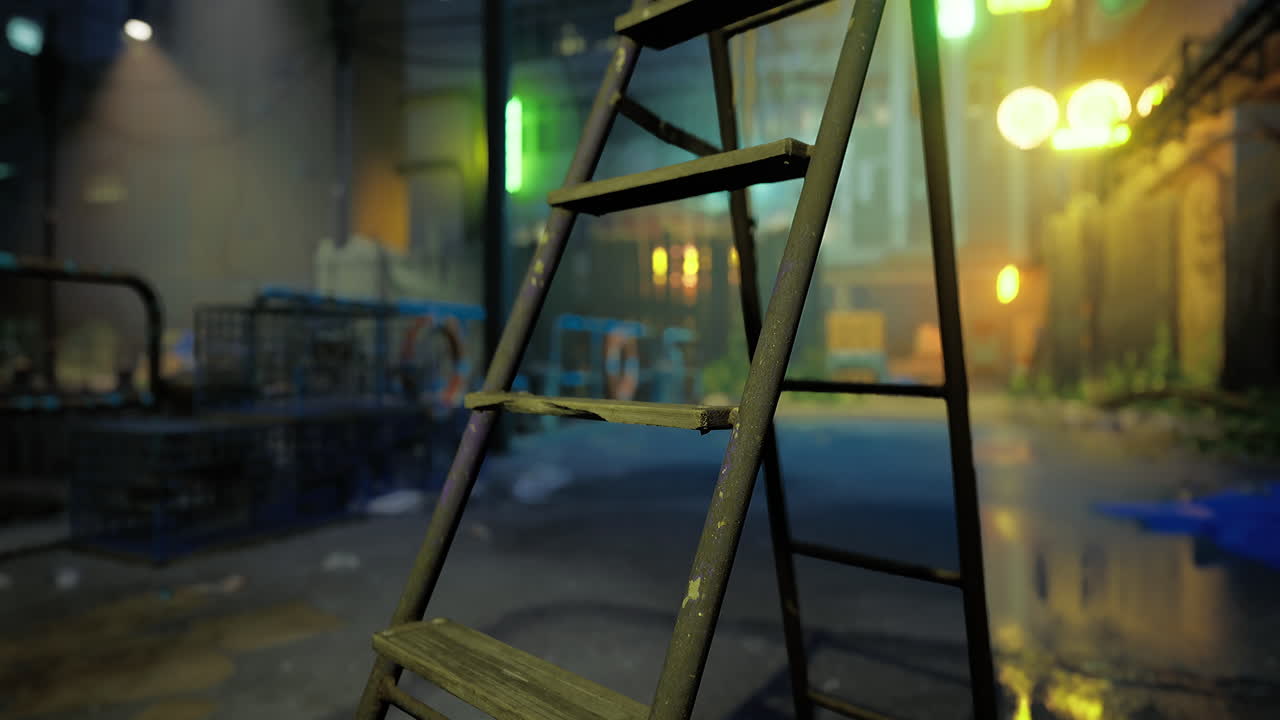 Abandoned Urban Staircase at Night