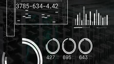 animación de texto y procesamiento de datos a través de servidores informáticos