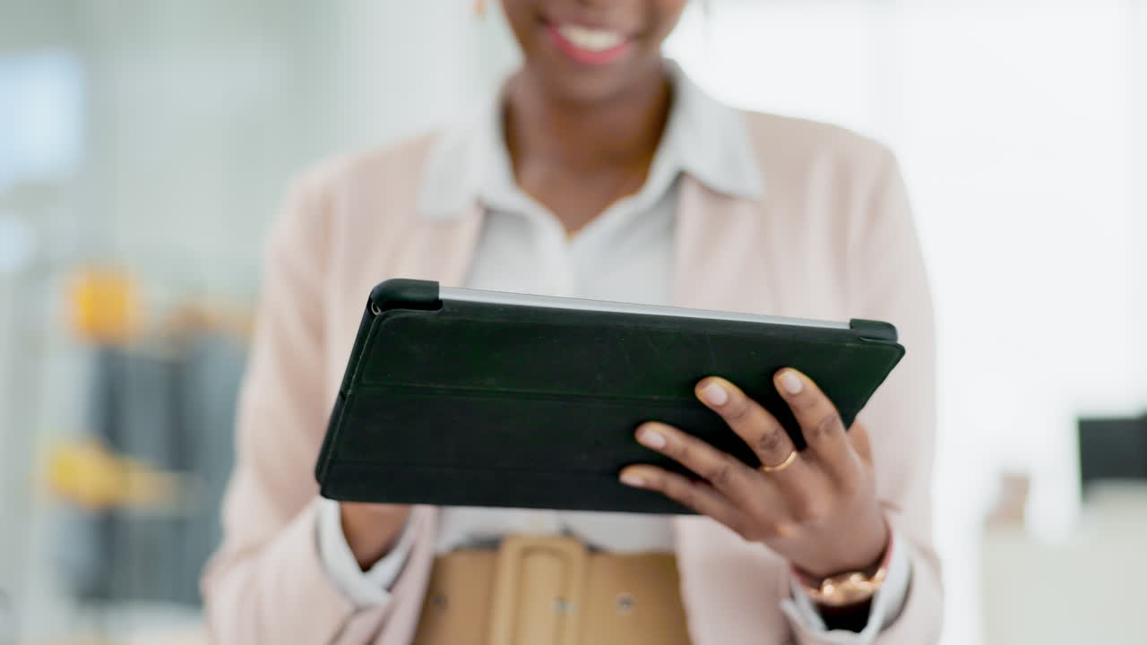 Business, office and hands of black woman
