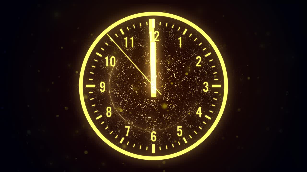 4k golden particles watch countdown animation 4k happy new year 2022 gold color greeting on a black