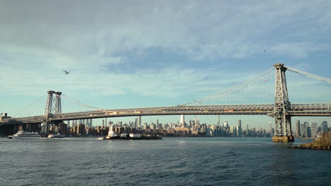 new york city skyline and bridge