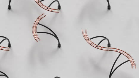 abstract 3d render of a dna-like helix structure with a rolling sphere