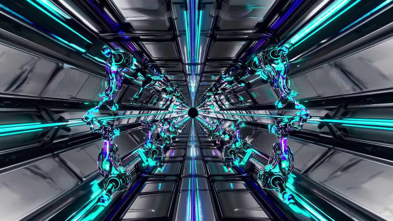 Futuristic Tunnel with Neon Lights