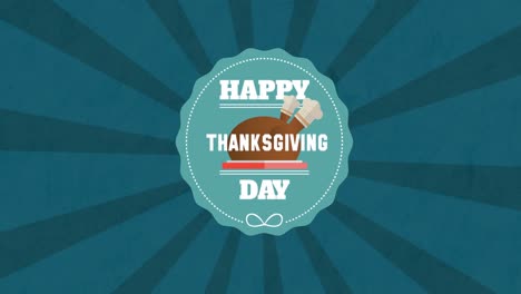 Animation-of-happy-thanksgiving-day-text-over-blue-circle-and-stripes-background