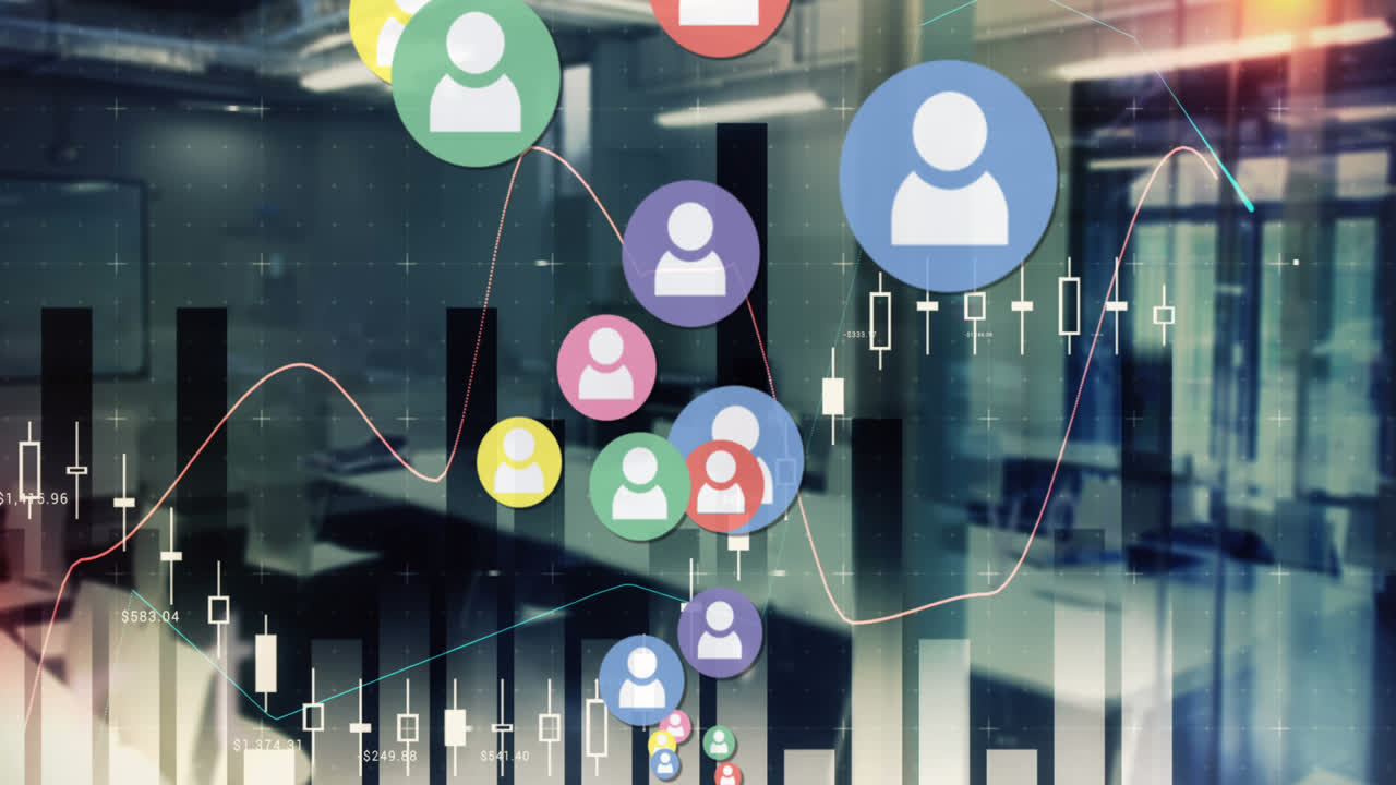 Animazione di icone su statistiche.