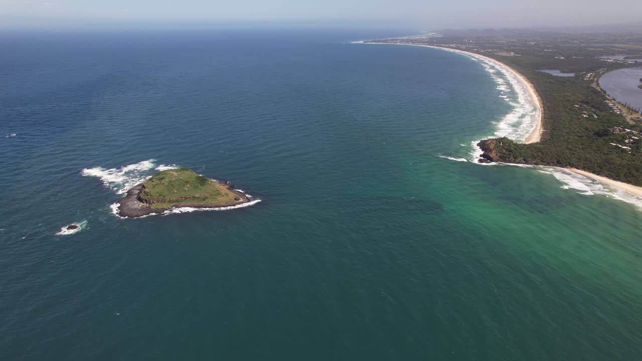 Fingal And Cook Island In New South Wales, Australia - Aerial Drone Shot