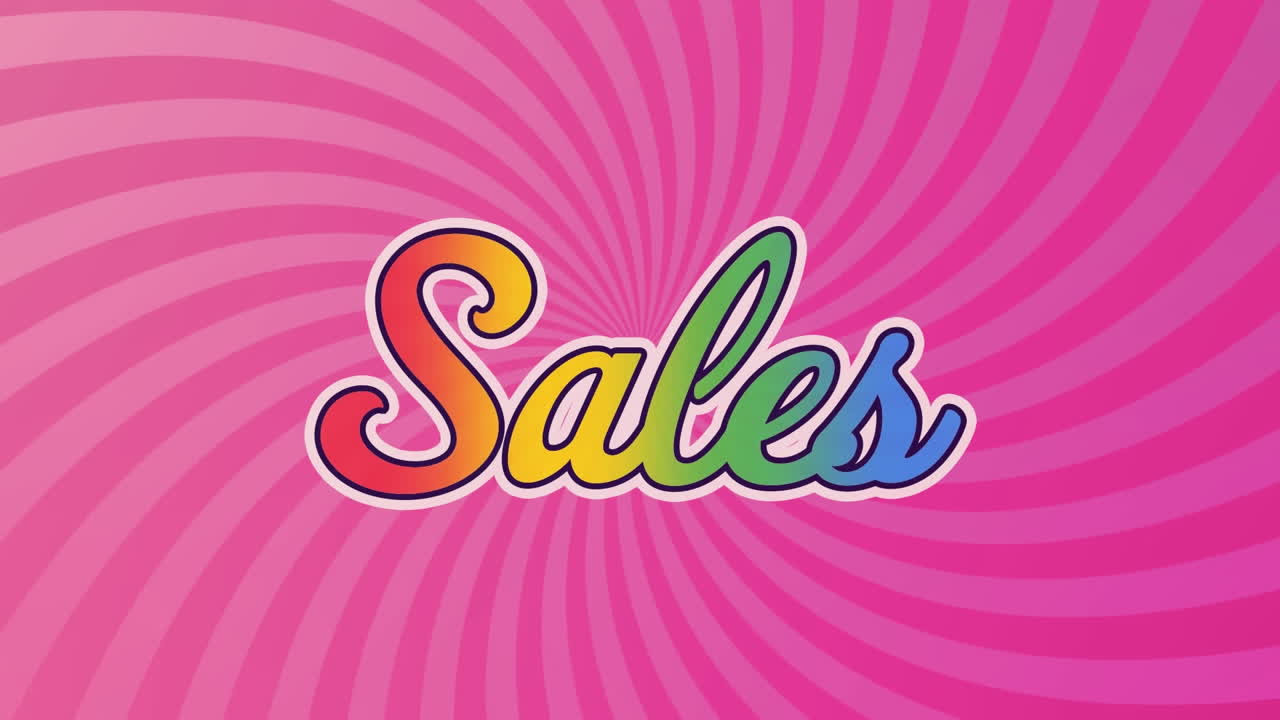 분홍색 배경에 매 없는 패턴으로 방사선에 대항하여 판매 텍스트 배너의 애니메이션