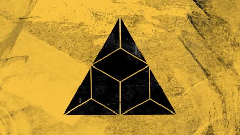 triangle shape design against yellow textured background