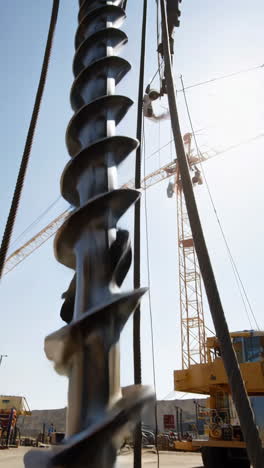 heavy duty drilling rig auger in action