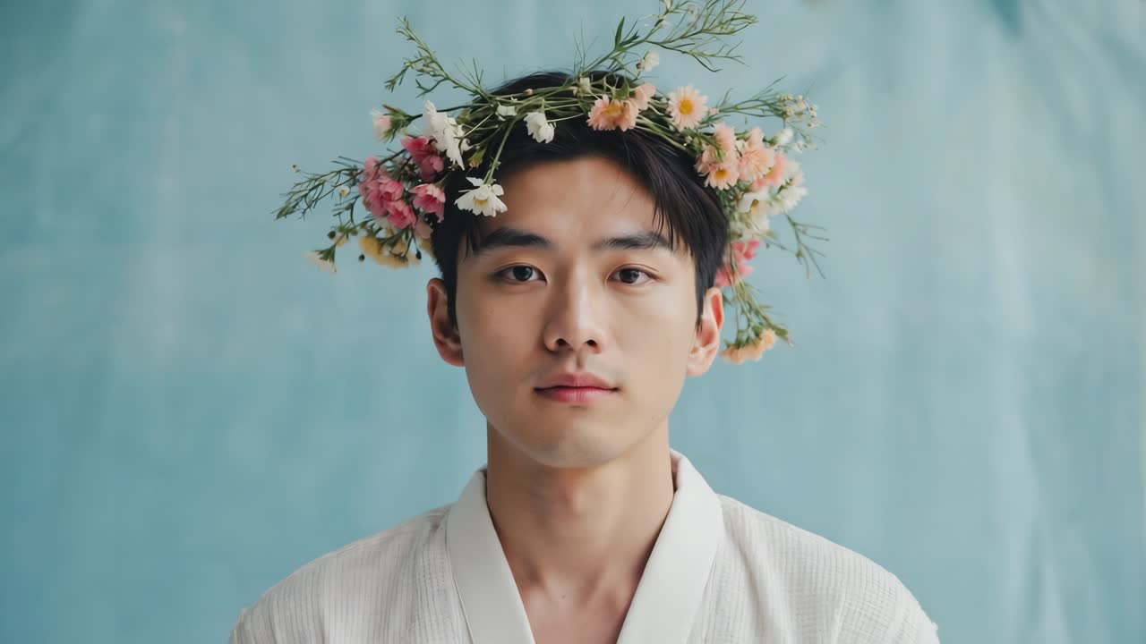 человек с цветочной короной