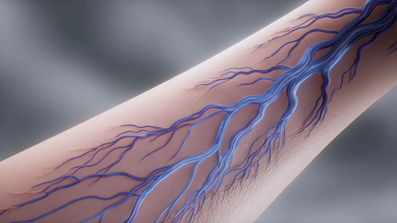 Illustration of human veins and blood vessels