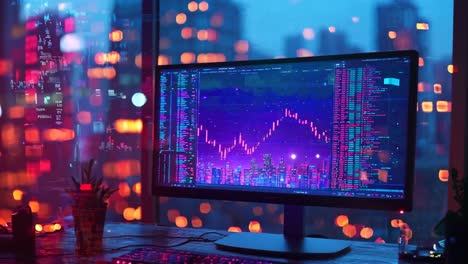 un monitor de computadora sentado en la parte superior de un escritorio de madera