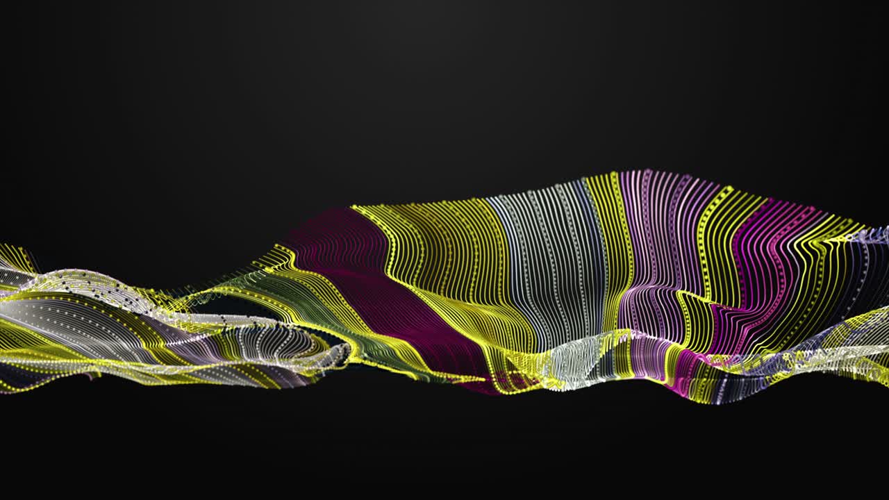 Fantastic animation with particle wave object in slow motion and space for text, 4096x2304 loop 4K