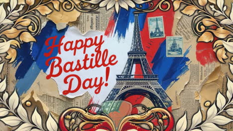 happy bastille day! eiffel tower and french flag celebration