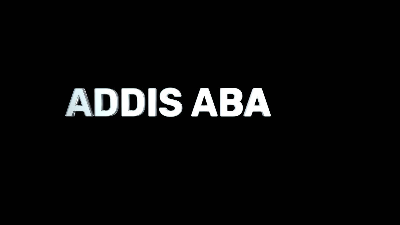un texto 3d plateado de alta calidad y suave de la ciudad capital "addis abeba