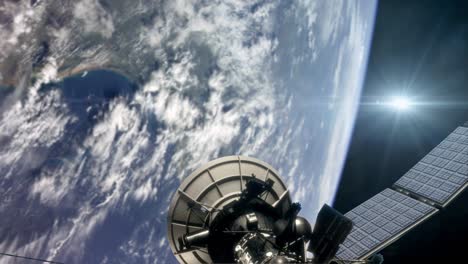 communications satellite in planet earth orbit