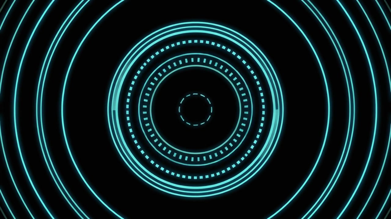 Abstract Digital HUD Interface with Rotating Cyan Circles