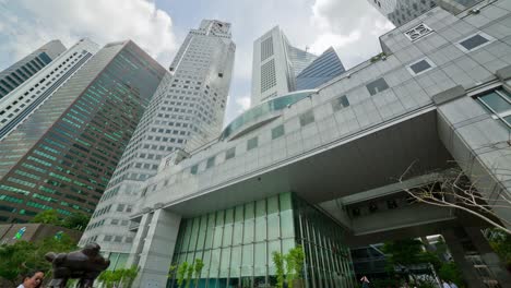 sunny day singapore city boat quay downtown up view 4k time lapse