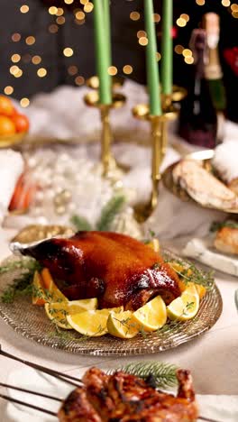 roasted christmas duck with orange slices