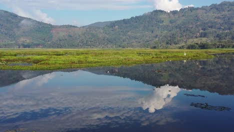 Beautiful-aerial-view-of-a-jungle-lake-in-Peru