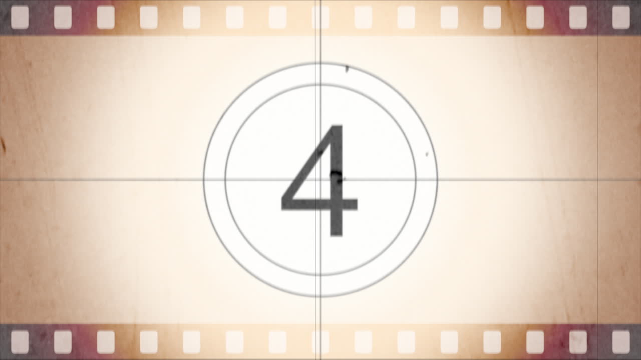 90년대 스타일의 1에서 10까지의 복고풍 브라운 필름 카운트다운