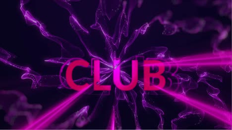 animation of club text over pink neon light trails