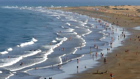 aerial view of the english beach, canary islands.