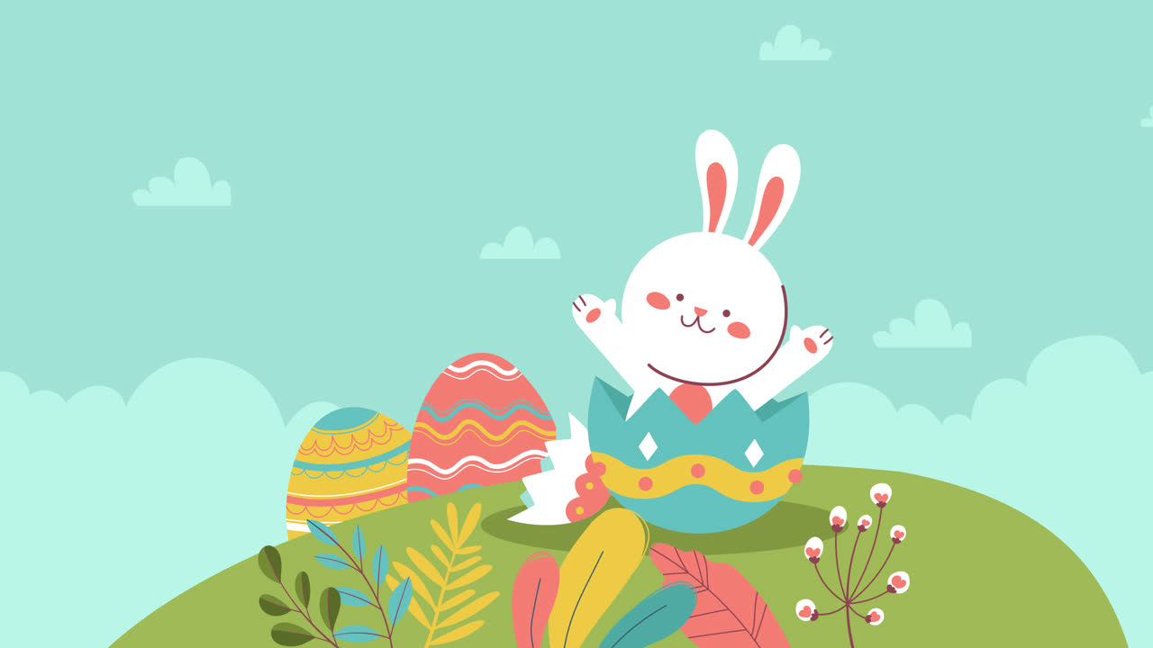 부활절 달에 귀여운 부활절 토끼
