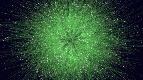 campo denso e intrincado de puntos verdes en un patrón circular renderización 3d
