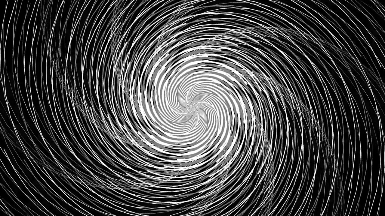 Abstract Monochrome Spiral Pattern Rotating in Continuous Motion