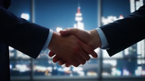 business handshake with powerful energy