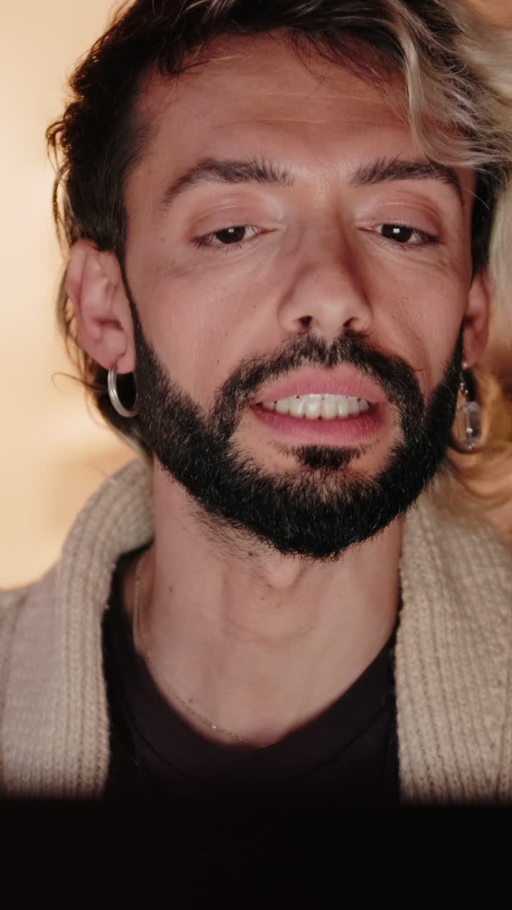 Gay Couple Working From Home at Night