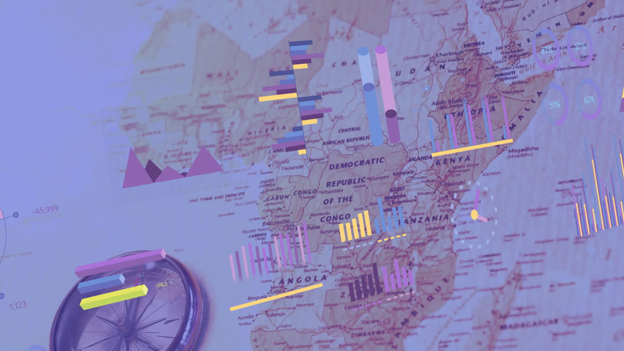 Animation of financial data processing over world map