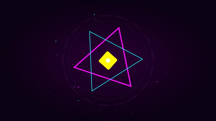 Abstract Neon Geometric Animation with Rotating Triangles