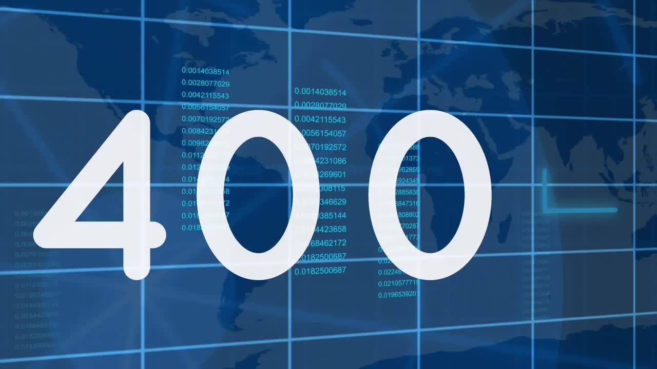 통계와 연결된 네트워크를 통해 변하는 숫자의 애니메이션