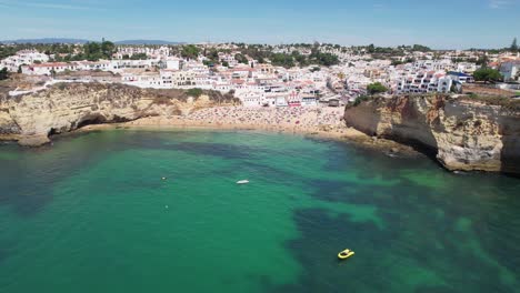 panoramic view of carvoeiro beach and townscape