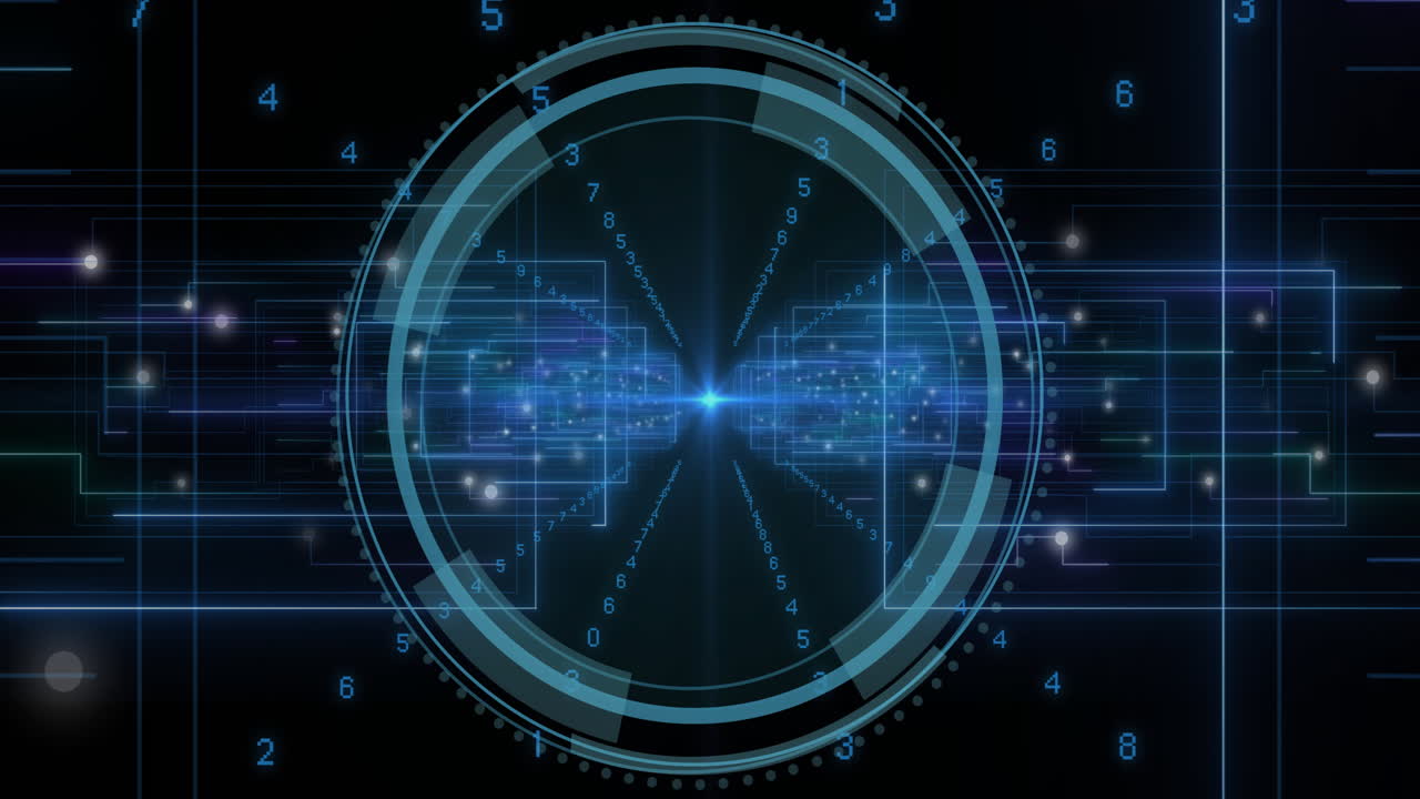 анимация обработки данных и масштаба на темном фоне