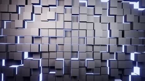 fondo de pared de cubos metálicos con iluminación azul vj bucle