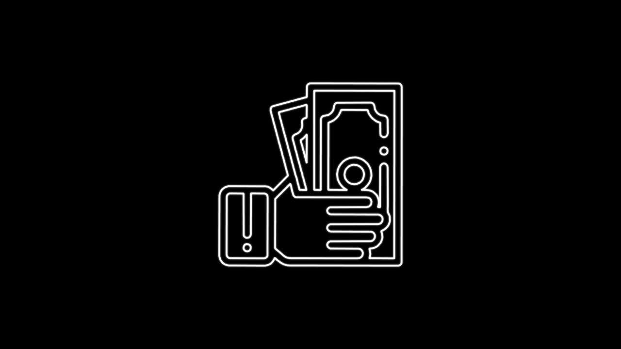 Dollar symbol icon abstract seamless animation of 4k neon lines. Beautiful animation of neon lines 4K video close-up. Banking currency sign. Cash symbol