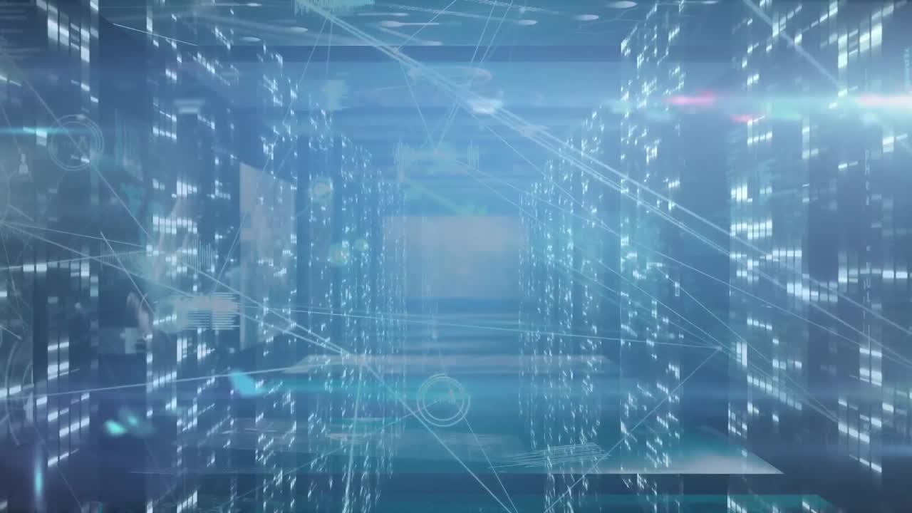 데이터 처리 및 디지털 정보와 함께 네트워크 연결의 애니메이션