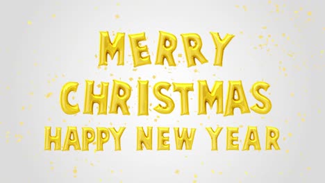 merry christmas and happy new year gold balloon letters with confetti