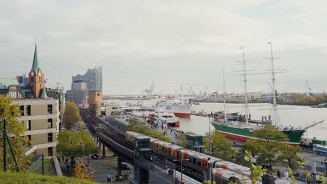 hamburg city in autumn by elba river