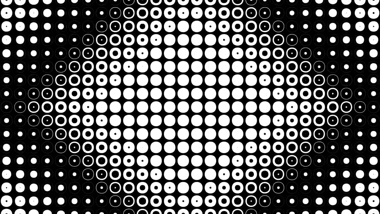 Abstrakt sort og hvid halvtone prikmønster animation