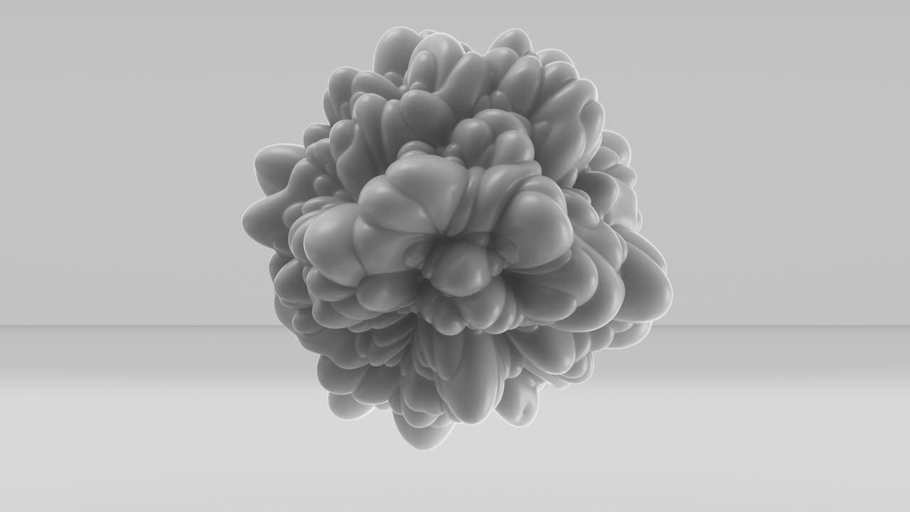 esfera abstracta en bucle 3d con abultamiento. superficie ondulada con ondas. textura monocromática de moda, bola aislada con convexidad, diseño gráfico de movimiento celular, textura elástica animada.